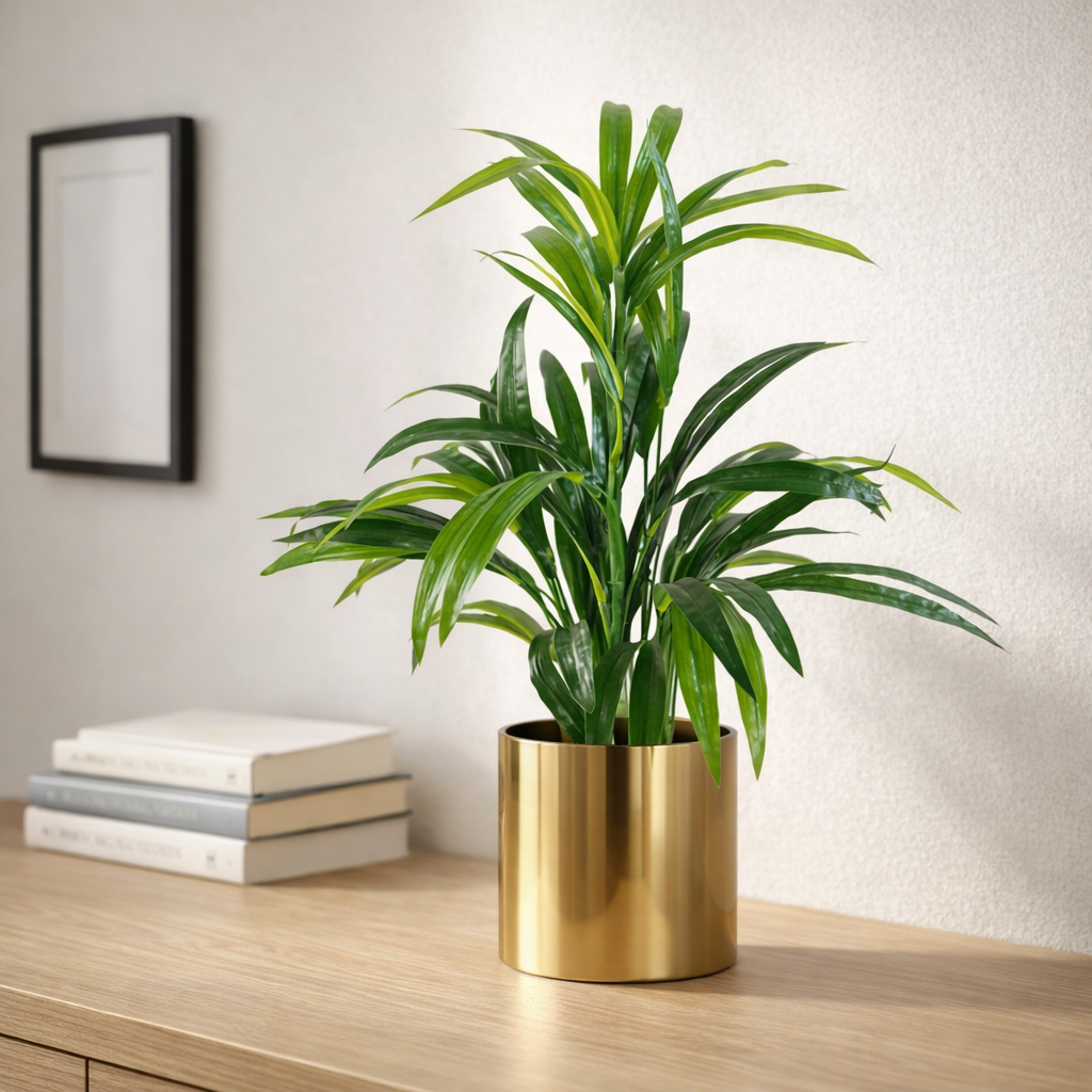 Faux Bamboo in Gold Planter - 65cm