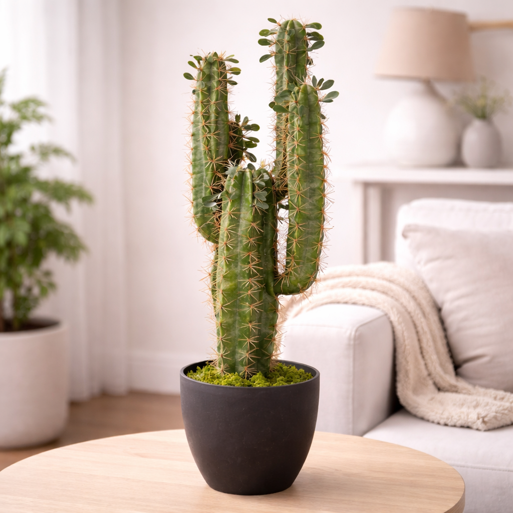 Faux Cactus in Black Pot - 75cm